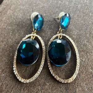 Elegant Blue and Gold Drop Earrings
